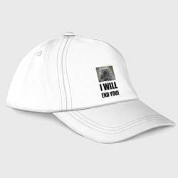 Бейсболка I will end you - joke, цвет: белый