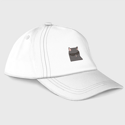 Бейсболка Серый котик в очках / Белый – фото 1