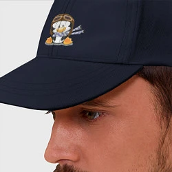 Бейсболка Пингвин в шапке лётчика, цвет: тёмно-синий — фото 2