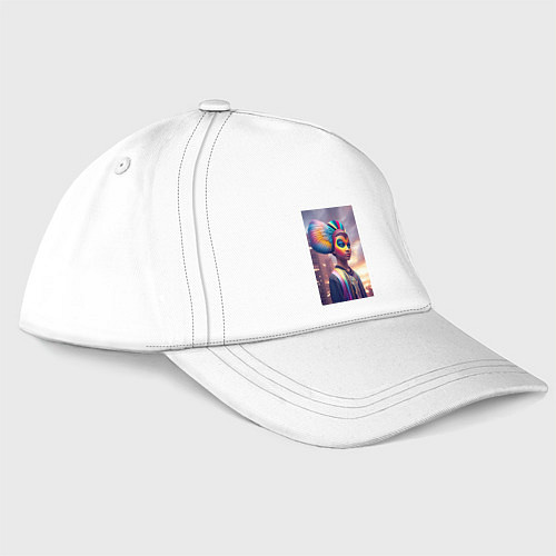 Бейсболка Urban fantasy - girl - neural network / Белый – фото 1