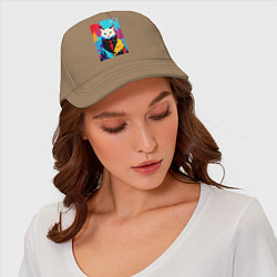 Бейсболка Белый кот модник - поп-арт, цвет: миндальный — фото 2