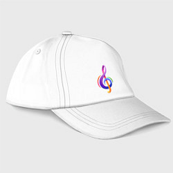 Бейсболка Скрипичный ключ в цвете, цвет: белый