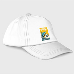Бейсболка Акула и серфер - нейросеть, цвет: белый