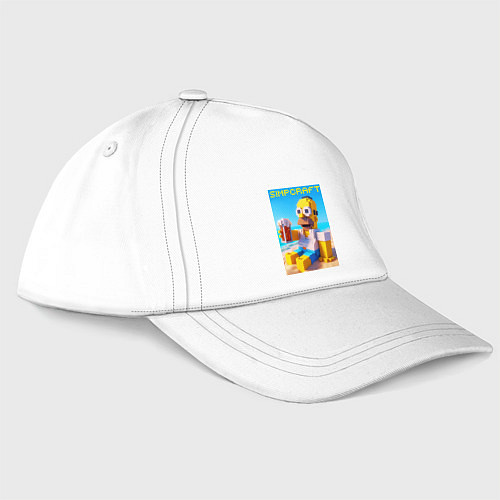 Бейсболка Minecraft and Simpsons collaboration - ai art / Белый – фото 1