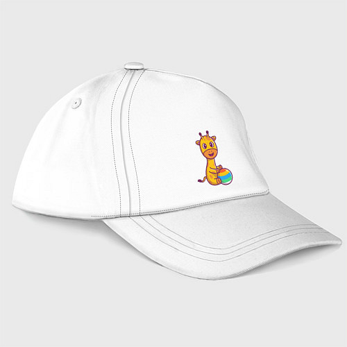 Бейсболка Жираф играет в мяч / Белый – фото 1