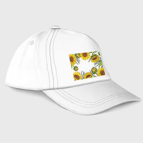 Бейсболка Подсолнухи и лаванда / Белый – фото 1