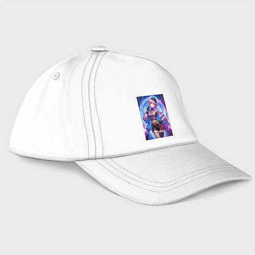 Бейсболка Секси кибер милашка - неоновое свечение / Белый – фото 1