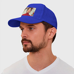 Бейсболка Новогодняя девушка в красном, цвет: синий — фото 2