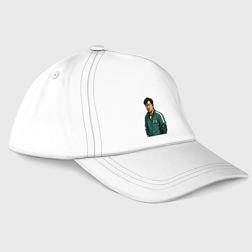 Бейсболка Игрок 218 - Игра в кальмара / Белый – фото 1