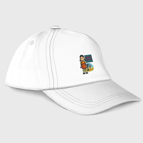 Бейсболка Пиксельная кукла - Игра в кальмара / Белый – фото 1
