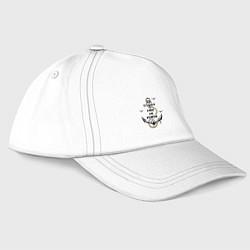 Бейсболка Море по колено - якорь, цвет: белый