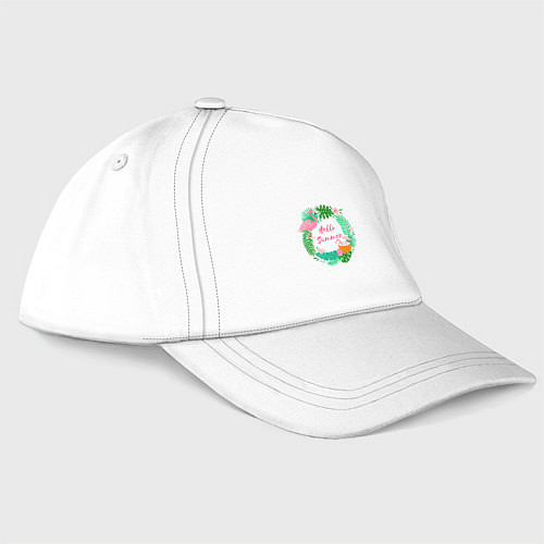 Бейсболка Фламинго и кокосы привет лето / Белый – фото 1