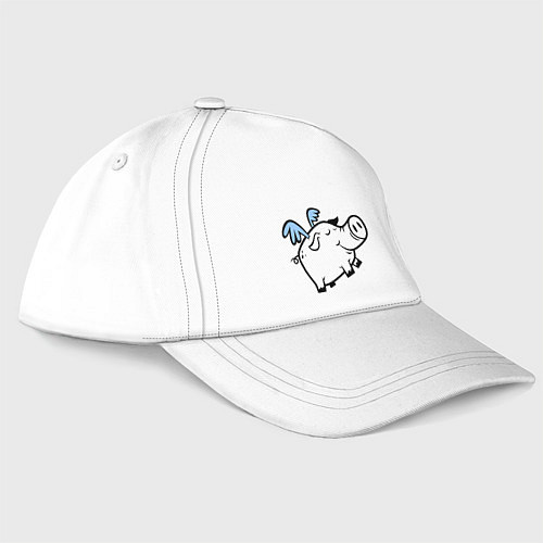 Бейсболка Крылатый поросёнок / Белый – фото 1