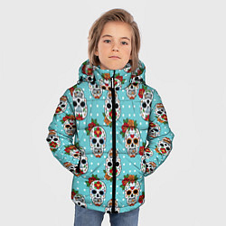 Куртка зимняя для мальчика Узор Черепа Чикано, цвет: 3D-черный — фото 2