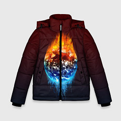 Куртка зимняя для мальчика Огонь против воды, цвет: 3D-черный