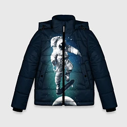 Куртка зимняя для мальчика Космический скейтбординг, цвет: 3D-черный