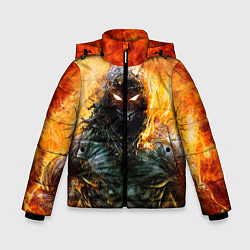 Куртка зимняя для мальчика Disturbed: Monster Flame, цвет: 3D-светло-серый
