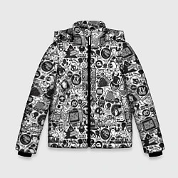 Куртка зимняя для мальчика Стикербомбинг, цвет: 3D-черный