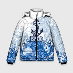 Куртка зимняя для мальчика ВМФ: морские волны, цвет: 3D-красный
