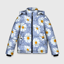 Куртка зимняя для мальчика Нежные ромашки, цвет: 3D-черный