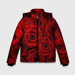 Куртка зимняя для мальчика Красные розы, цвет: 3D-красный