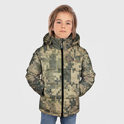 Куртка зимняя для мальчика Камуфляж пиксельный: хаки, цвет: 3D-черный — фото 2