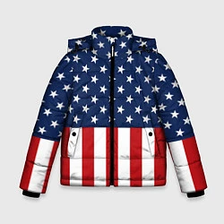 Куртка зимняя для мальчика Флаг США, цвет: 3D-черный