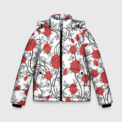 Куртка зимняя для мальчика Сад из Роз, цвет: 3D-черный
