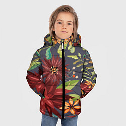 Куртка зимняя для мальчика Цветочки, цвет: 3D-черный — фото 2
