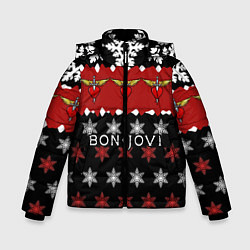 Куртка зимняя для мальчика Праздничный Bon Jovi, цвет: 3D-красный
