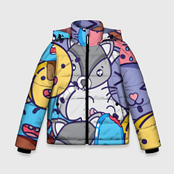 Куртка зимняя для мальчика Влюбленный енот, цвет: 3D-светло-серый