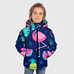 Куртка зимняя для мальчика Фруктовый фламинго, цвет: 3D-черный — фото 2