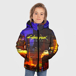 Куртка зимняя для мальчика Cyberpunk 2077: Night City, цвет: 3D-светло-серый — фото 2