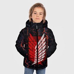 Куртка зимняя для мальчика Атака Титанов: раскаленная лава, цвет: 3D-светло-серый — фото 2
