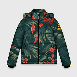 Куртка зимняя для мальчика Зеленые тропики, цвет: 3D-светло-серый