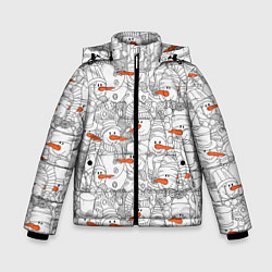 Куртка зимняя для мальчика Зимние снеговики, цвет: 3D-черный