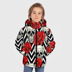 Куртка зимняя для мальчика Черепа и розы, цвет: 3D-светло-серый — фото 2