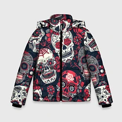 Куртка зимняя для мальчика Мексиканские черепа, цвет: 3D-красный