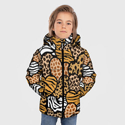 Куртка зимняя для мальчика Сердца из шкур африканских животных, цвет: 3D-черный — фото 2
