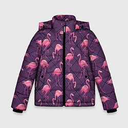 Куртка зимняя для мальчика Фиолетовые фламинго, цвет: 3D-красный