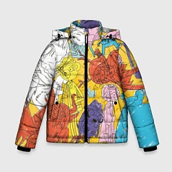 Куртка зимняя для мальчика Время Приключений, раскраска, цвет: 3D-черный