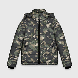 Куртка зимняя для мальчика Пиксельный камуфляж, цвет: 3D-черный