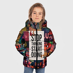 Куртка зимняя для мальчика Stop thinking Start doing, цвет: 3D-черный — фото 2
