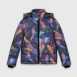 Куртка зимняя для мальчика Райские попугаи, цвет: 3D-черный