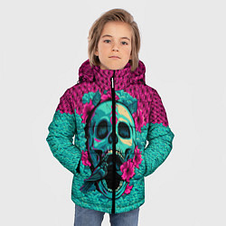 Куртка зимняя для мальчика Неоновый череп, цвет: 3D-черный — фото 2