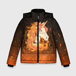 Куртка зимняя для мальчика Огненный единорог, цвет: 3D-черный