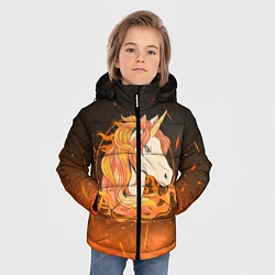 Куртка зимняя для мальчика Огненный единорог, цвет: 3D-черный — фото 2