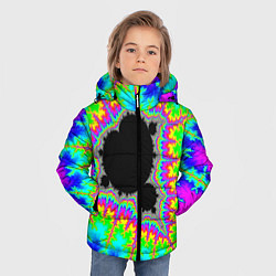 Куртка зимняя для мальчика Фрактальная кислотная черная дыра - множество Манд, цвет: 3D-черный — фото 2