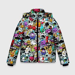 Куртка зимняя для мальчика Stickerboom, цвет: 3D-черный