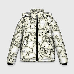 Куртка зимняя для мальчика Корги ЧБ, цвет: 3D-черный